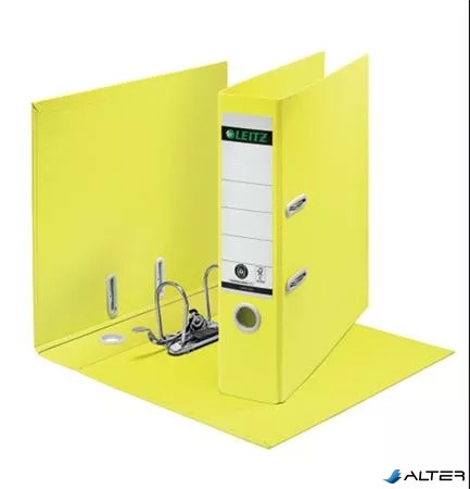 Iratrendező, 80 mm, A4, karton, újrahasznosított, LEITZ "180 Recycle", sárga