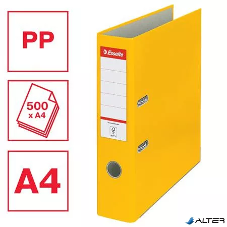 Iratrendező, 75 mm, A4, PP/karton, élvédő sínnel, ESSELTE "Economy", sárga
