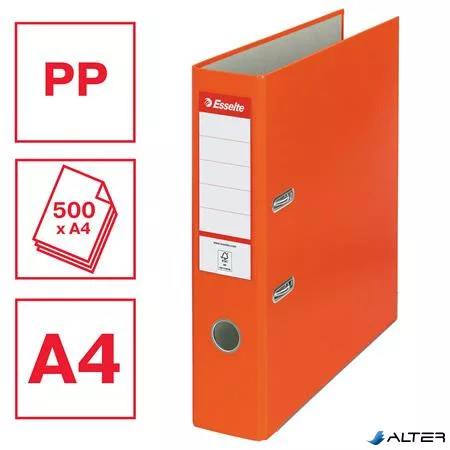 Iratrendező, 75 mm, A4, PP/karton, élvédő sínnel, ESSELTE "Economy", narancssárga