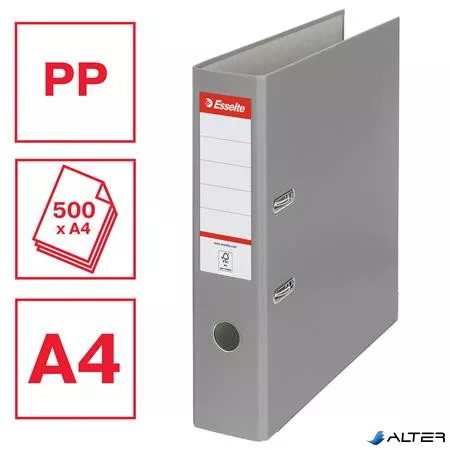 Iratrendező, 75 mm, A4, PP/karton, élvédő sínnel, ESSELTE "Economy", szürke