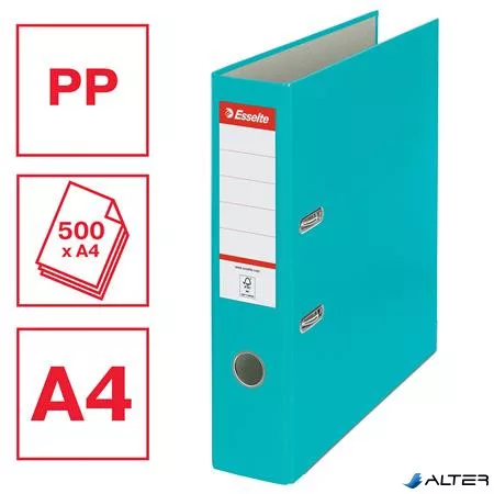 Iratrendező, 75 mm, A4, PP/karton, élvédő sínnel, ESSELTE "Economy", türkiz