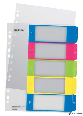Regiszter, műanyag, A4 Maxi, 1-5, LEITZ "Wow"
