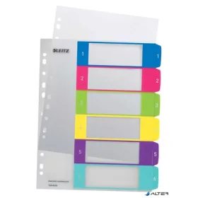 Regiszter, műanyag, A4 Maxi, 1-6, LEITZ "Wow"