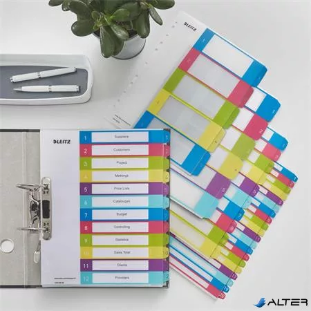 Regiszter, műanyag, A4 Maxi, 1-6, LEITZ "Wow"