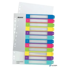 Regiszter, műanyag, A4 Maxi, 1-12, LEITZ "Wow"