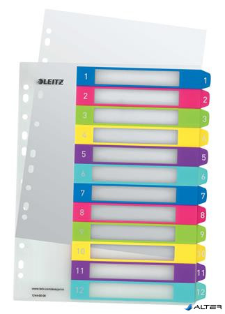 Regiszter, műanyag, A4 Maxi, 1-12, LEITZ "Wow"