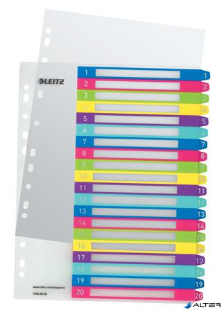 Regiszter, műanyag, A4 Maxi, 1-20, LEITZ "Wow"