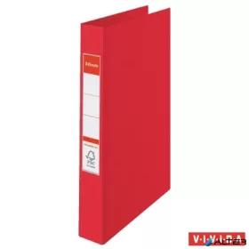   Gyűrűs könyv, 2 gyűrű, 42 mm, A4, PP, ESSELTE "Standard", Vivida piros