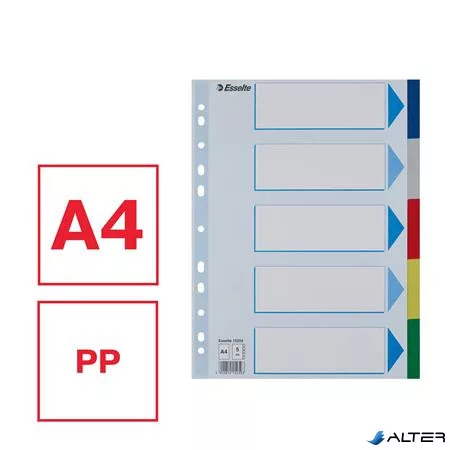 Regiszter, műanyag, A4, 5 részes, ESSELTE