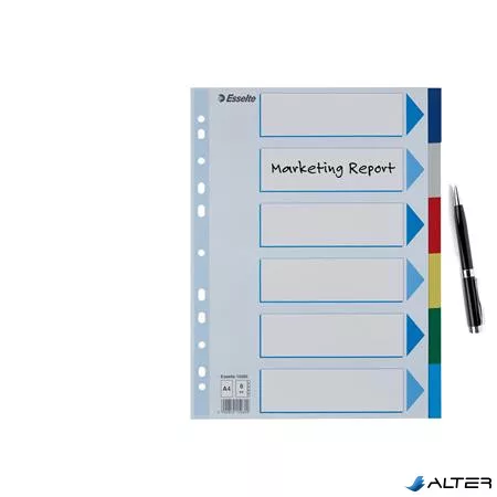 Regiszter, műanyag, A4, 6 részes, ESSELTE