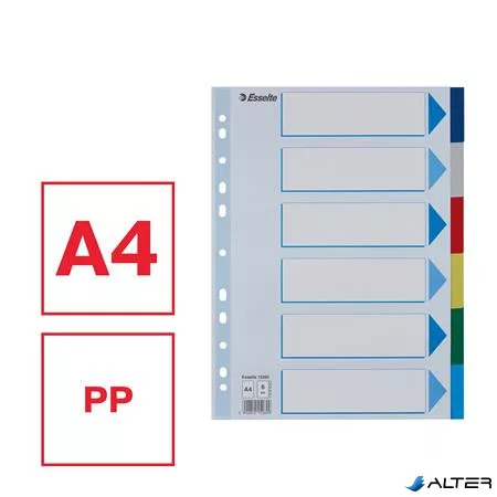 Regiszter, műanyag, A4, 6 részes, ESSELTE