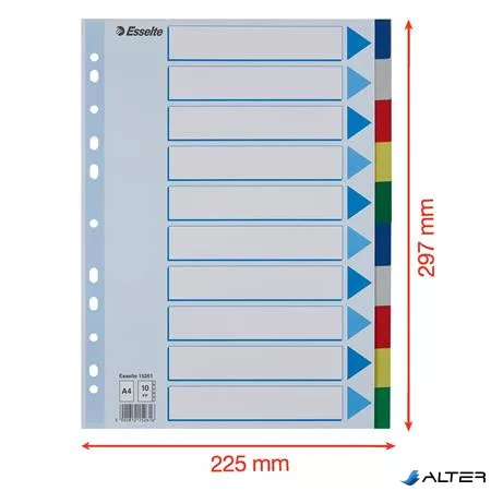 Regiszter, műanyag, A4, 10 részes, ESSELTE