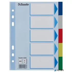 Regiszter, műanyag, A5, 5 részes, ESSELTE, színes