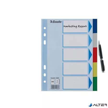 Regiszter, műanyag, A5, 5 részes, ESSELTE, színes