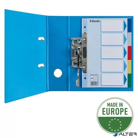 Regiszter, műanyag, A5, 5 részes, ESSELTE, színes