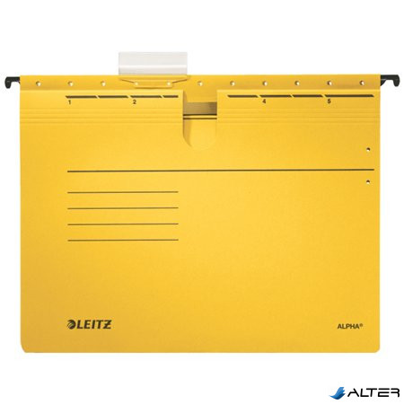 Függőmappa, gyorsfűzős, karton, A4, LEITZ "Alpha", sárga