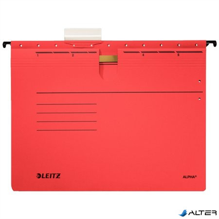 Függőmappa, gyorsfűzős, karton, A4, LEITZ "Alpha", piros
