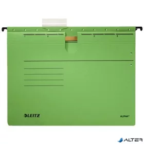   Függőmappa, gyorsfűzős, karton, A4, LEITZ "Alpha", zöld
