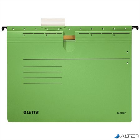 Függőmappa, gyorsfűzős, karton, A4, LEITZ "Alpha", zöld