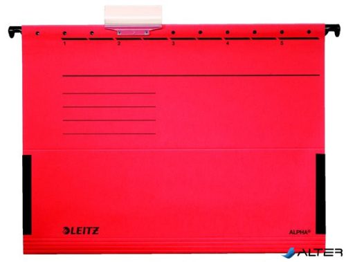 Függőmappa, oldalvédelemmel, karton, A4, LEITZ 'Alpha', piros