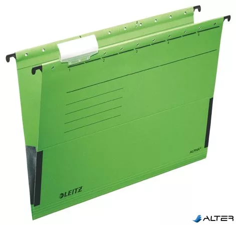 Függőmappa, oldalvédelemmel, karton, A4, LEITZ 'Alpha', zöld