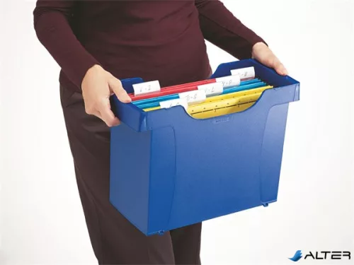 Függőmappa tároló, műanyag, 5 db függőmappával, LEITZ "Plus", fekete
