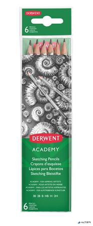 Grafitceruza szett, hatszögletű, DERWENT "Academy", 6 különböző keménység