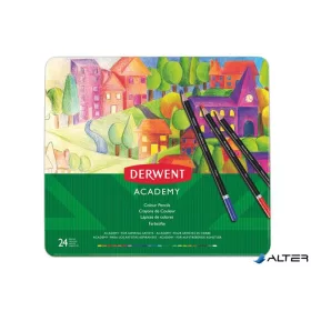   Színes ceruza készlet, fém doboz, DERWENT "Academy", 24 különböző szín