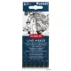 Tűfilc szett, 0,05/0,1/0,2/ 0,3/0,5/0,8 mm, DERWENT "Line Marker", fekete