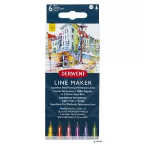   Tűfilc készlet, 0,3 mm, DERWENT 'Line Marker', 6 különböző szín