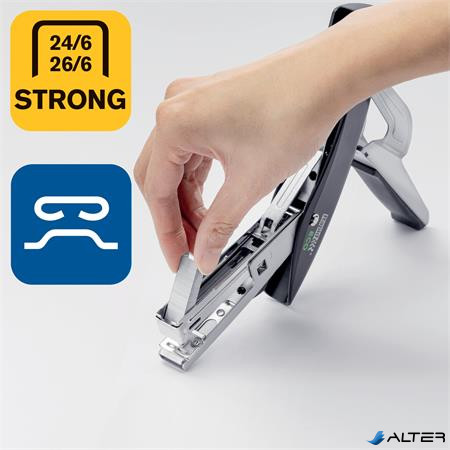 Tűzőgép, kézi, újrahasznosított, 24/6, 26/6, 20 lap, RAPID "Eco", fekete