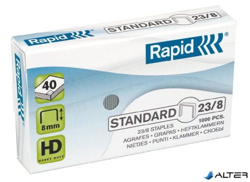 Tűzőkapocs, 23/8, horganyzott, RAPID "Standard"