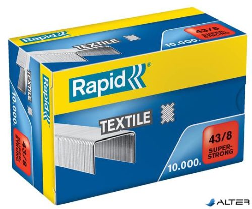 Tűzőkapocs, 43/8, horganyzott, textil, RAPID "Superstrong"