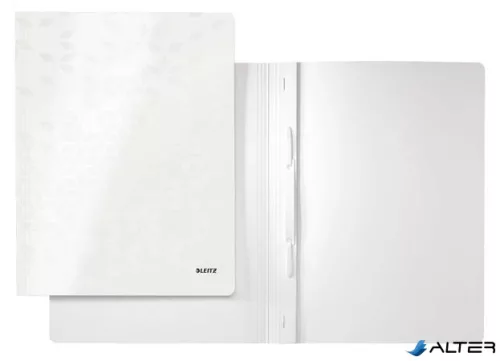 Gyorsfűző, laminált karton, A4, LEITZ "Wow", fehér