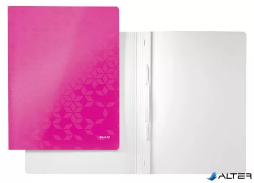 Gyorsfűző, laminált karton, A4, LEITZ "Wow", rózsaszín