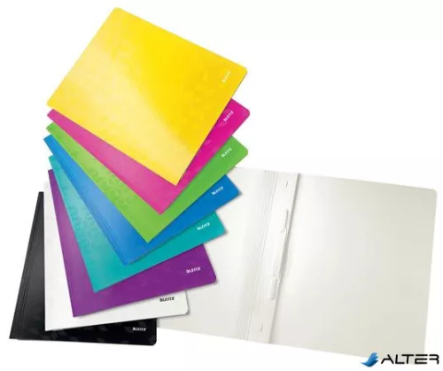 Gyorsfűző, laminált karton, A4, LEITZ "Wow", rózsaszín