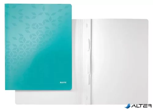 Gyorsfűző, laminált karton, A4, LEITZ "Wow", jégkék