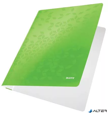 Gyorsfűző, laminált karton, A4, LEITZ "Wow", zöld