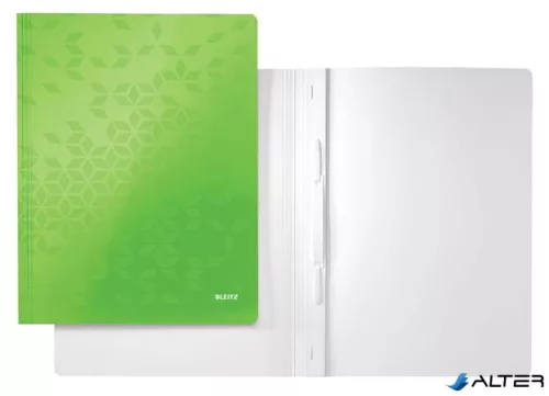 Gyorsfűző, laminált karton, A4, LEITZ "Wow", zöld
