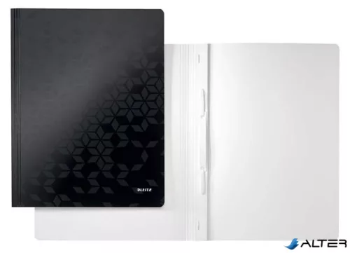 Gyorsfűző, laminált karton, A4, LEITZ "Wow", fekete