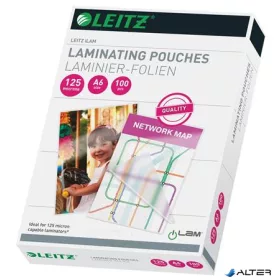   Meleglamináló fólia, 125 mikron, A6, fényes, LEITZ "iLam"