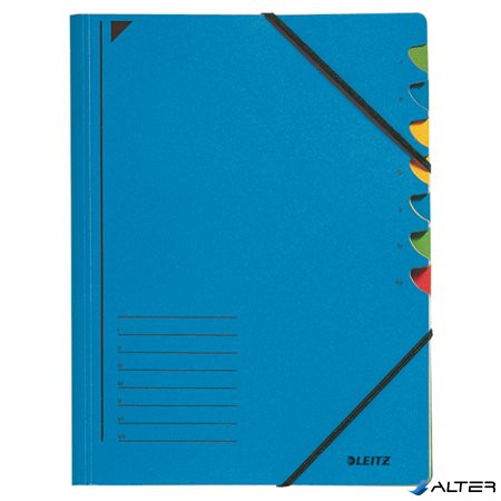 Gumis mappa, karton, A4, regiszteres, 7 részes, LEITZ, kék