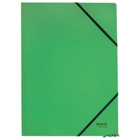 Gumis mappa, karton, A4, LEITZ "Recycle", zöld