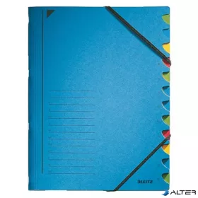   Gumis mappa, karton, A4, regiszteres, 12 részes, LEITZ, kék