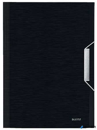 Harmonikamappa, A4, PP, 6 rekeszes, LEITZ "Style", szaténfekete