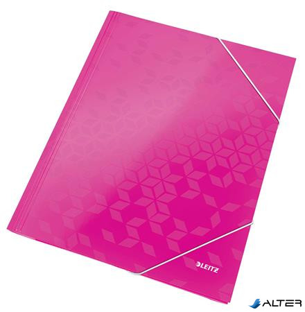 Gumis mappa, 15 mm, karton, A4, LEITZ 'Wow', rózsaszín