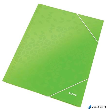 Gumis mappa, 15 mm, karton, A4, LEITZ 'Wow', zöld