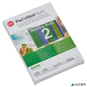   Meleglamináló fólia, 100 mikron, A4, fényes, öntapadó, GBC