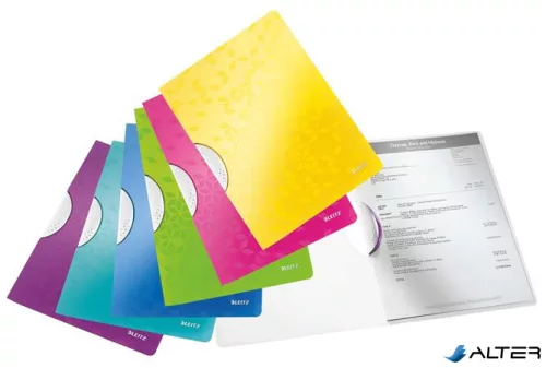 Gyorsfűző, klipes, PP, A4, LEITZ "Wow ColorClip", zöld
