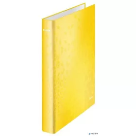   Gyűrűs könyv, 2 gyűrű, D alakú, 40 mm, A4 Maxi, karton, LEITZ 'Wow', sárga